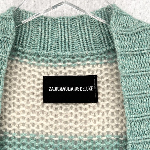 ZADIG & VOLTAIRE Sweater Womens Medium Romy Raye Striped Cashmere Long Cardigan - Picture 9 of 15